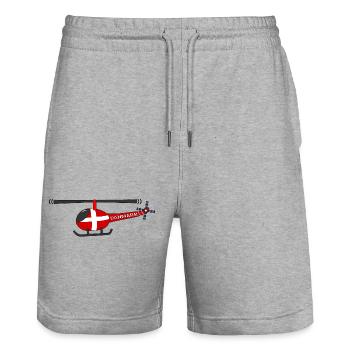 Helicopter Denmark Flag Children - Stanley/Stella Trainer Unisex Organic Jogging Shorts - heather grey - Front - Nik (191cm) & Marisol (170cm)