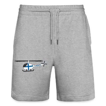 Finland Flag Helicopter Kids - Stanley/Stella Trainer Unisex Organic Jogging Shorts - heather grey - Front - Nik (191cm) & Marisol (170cm)