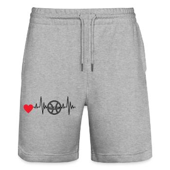 Basketball Lovers Basketball Basketball Club - Short de jogging bio TRAINER Stanley/Stella unisexe - gris chiné - Devant - Nik (191cm) & Marisol (170cm)
