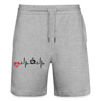 Café cadeau Grain de café Tasse de café Caféine - Short de jogging bio TRAINER Stanley/Stella unisexe - gris chiné - Devant - Nik (191cm) & Marisol (170cm)