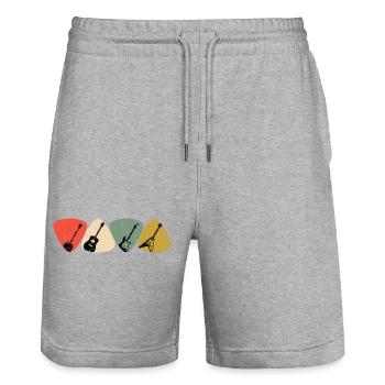 Guitar Pick Mosaic - Stanley/Stella Trainer Unisex Organic Jogging Shorts - heather grey - Front - Nik (191cm) & Marisol (170cm)