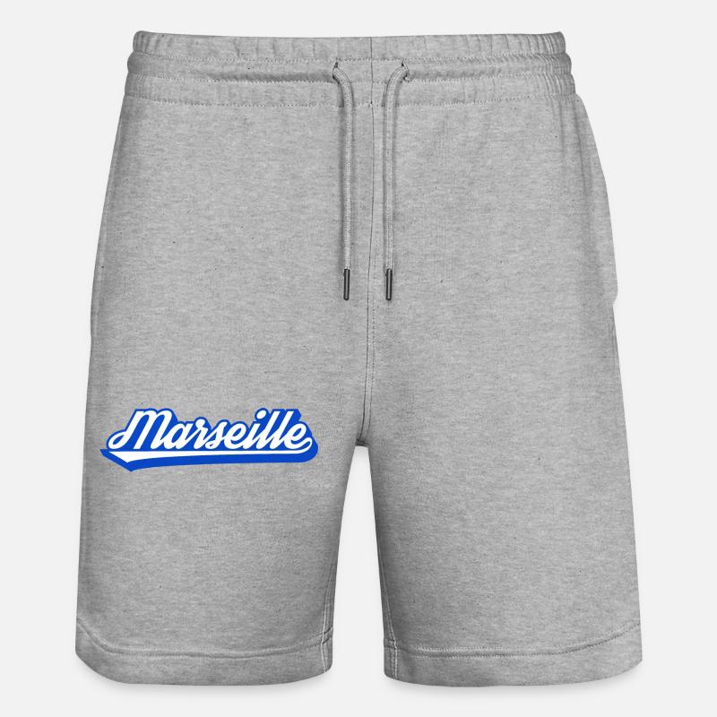 Marseille Retro Blue Script - Stanley/Stella Trainer Unisex Organic Jogging Shorts - heather grey