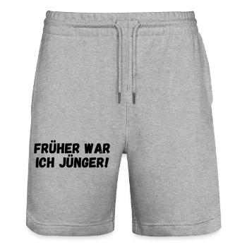 Früher war ich jünger - Stanley/Stella Unisex Bio Joggingshorts Trainer  - Grau meliert - Vorne - Nik (191cm) & Marisol (170cm)