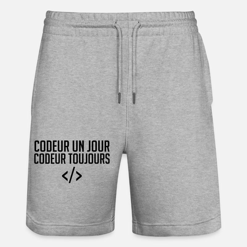 Codeur Un Jour, Codeur Toujours - Short de jogging bio TRAINER Stanley/Stella unisexe - gris chiné