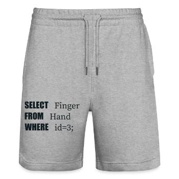 Hand Select Finger, Funny code. Coders Language - Stanley/Stella Trainer Unisex Organic Jogging Shorts - heather grey - Front - Nik (191cm) & Marisol (170cm)
