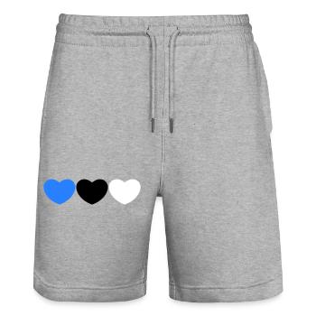 Estnisches Herz - Stanley/Stella Unisex Bio Joggingshorts Trainer  - Grau meliert - Vorne - Nik (191cm) & Marisol (170cm)
