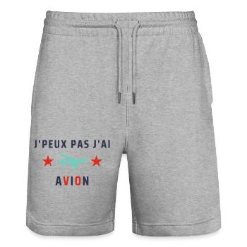 J peux pas j ai avion - Short de jogging bio TRAINER Stanley/Stella unisexe - gris chiné - Devant - Nik (191cm) & Marisol (170cm)