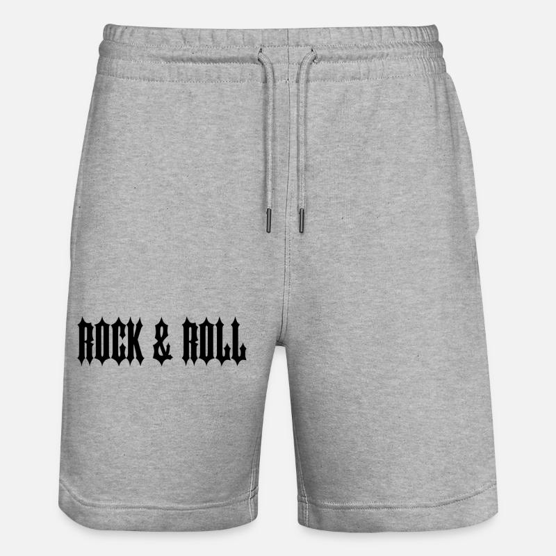 "ROCK & ROLL" SCHWARZER TEXT - Stanley/Stella Unisex Bio Joggingshorts Trainer  - Grau meliert