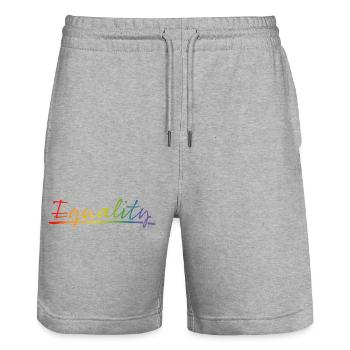 Pride Equality - Stanley/Stella Trainer Unisex Organic Jogging Shorts - heather grey - Front - Nik (191cm) & Marisol (170cm)