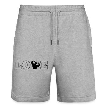 Fitness Sport Bodybuilding Sportler Fitnesssport - Stanley/Stella Unisex Bio Joggingshorts Trainer  - Grau meliert - Vorne - Nik (191cm) & Marisol (170cm)