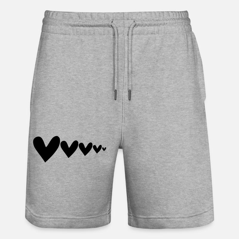 Des cœurs grands à petits - Short de jogging bio TRAINER Stanley/Stella unisexe - gris chiné
