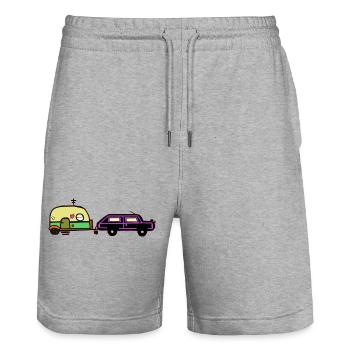 Holiday, Travel, Camping, Caravan, Motorhome, Car - Stanley/Stella Trainer Unisex Organic Jogging Shorts - heather grey - Front - Nik (191cm) & Marisol (170cm)