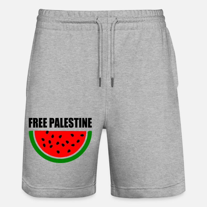 Free palestine Melon pastèque - Short de jogging bio TRAINER Stanley/Stella unisexe - gris chiné