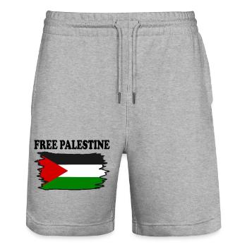 Free palestine - Short de jogging bio TRAINER Stanley/Stella unisexe - gris chiné - Devant - Nik (191cm) & Marisol (170cm)