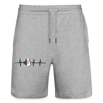 Battement de cœur Algérie - Short de jogging bio TRAINER Stanley/Stella unisexe - gris chiné - Devant - Nik (191cm) & Marisol (170cm)