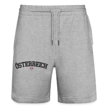 Österreich Herz Schrift - Stanley/Stella Unisex Bio Joggingshorts Trainer  - Grau meliert - Vorne - Nik (191cm) & Marisol (170cm)