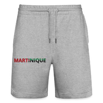 Martinique Flagge - Stanley/Stella Unisex Bio Joggingshorts Trainer  - Grau meliert - Vorne - Nik (191cm) & Marisol (170cm)