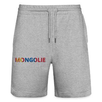 Drapeau Mongolie - Short de jogging bio TRAINER Stanley/Stella unisexe - gris chiné - Devant - Nik (191cm) & Marisol (170cm)