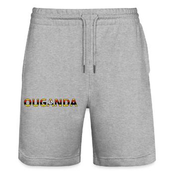 Uganda-Flagge - Stanley/Stella Unisex Bio Joggingshorts Trainer  - Grau meliert - Vorne - Nik (191cm) & Marisol (170cm)