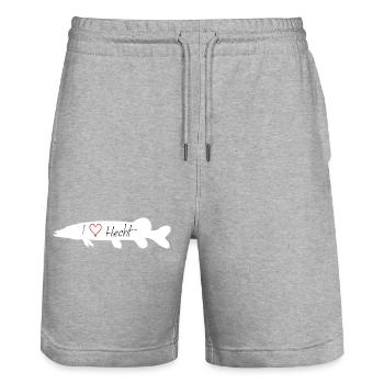 I Love Hecht weiß - Stanley/Stella Unisex Bio Joggingshorts Trainer  - Grau meliert - Vorne - Nik (191cm) & Marisol (170cm)