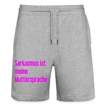 Sarcasme Pro - Short de jogging bio TRAINER Stanley/Stella unisexe - gris chiné - Devant - Nik (191cm) & Marisol (170cm)