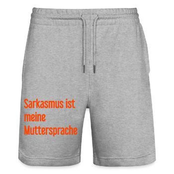 Sarkasmus-Profi - Stanley/Stella Unisex Bio Joggingshorts Trainer  - Grau meliert - Vorne - Nik (191cm) & Marisol (170cm)