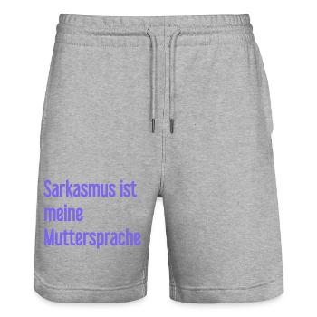 Sarkasmus-Profi - Stanley/Stella Unisex Bio Joggingshorts Trainer  - Grau meliert - Vorne - Nik (191cm) & Marisol (170cm)