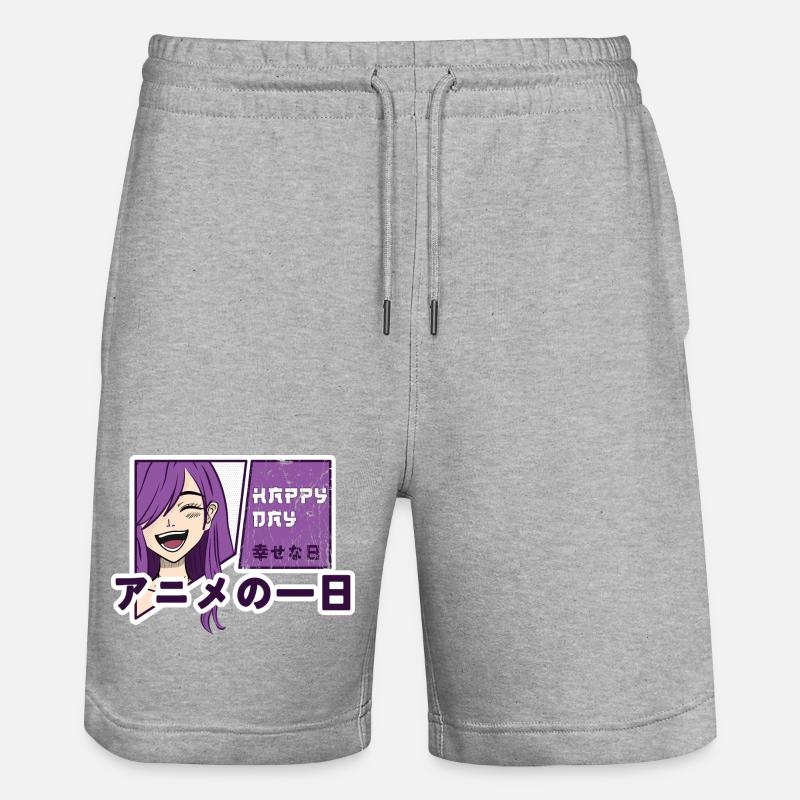 Bonne journée avec l’anime - Short de jogging bio TRAINER Stanley/Stella unisexe - gris chiné