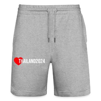 Thailand 2024 Herz Urlaub - Stanley/Stella Unisex Bio Joggingshorts Trainer  - Grau meliert - Vorne - Nik (191cm) & Marisol (170cm)