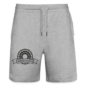 selten radlos bikerlogo - Stanley/Stella Unisex Bio Joggingshorts Trainer  - Grau meliert - Vorne - Nik (191cm) & Marisol (170cm)