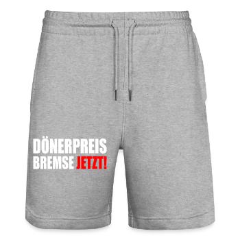 dönerpreisbremse jetzt - Stanley/Stella Unisex Bio Joggingshorts Trainer  - Grau meliert - Vorne - Nik (191cm) & Marisol (170cm)