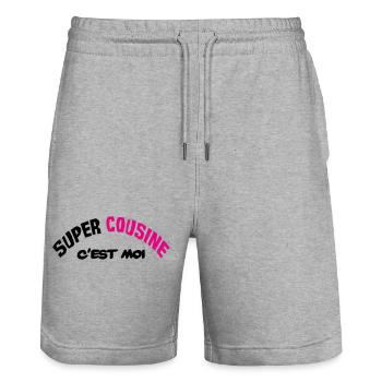 Super cousine c'est moi !! - Short de jogging bio TRAINER Stanley/Stella unisexe - gris chiné - Devant - Nik (191cm) & Marisol (170cm)