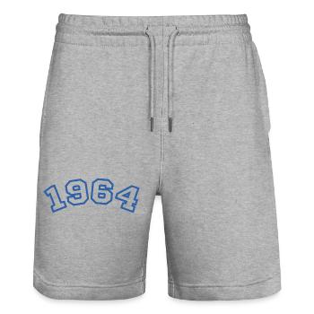 1964 bleu sport - Short de jogging bio TRAINER Stanley/Stella unisexe - gris chiné - Devant - Nik (191cm) & Marisol (170cm)