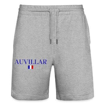 AUVILLAR-French Flag Design. - Stanley/Stella Trainer Unisex Organic Jogging Shorts - heather grey - Front - Nik (191cm) & Marisol (170cm)