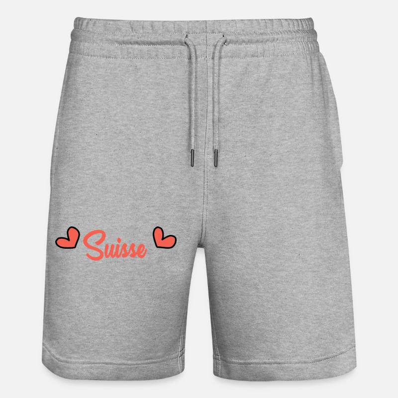 SUISSE. PAYS. GENEVE. DRAPEAU - Short de jogging bio TRAINER Stanley/Stella unisexe - gris chiné