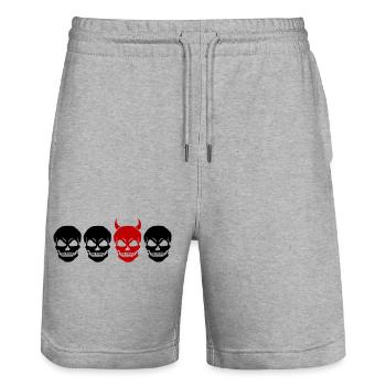 DIFFERENT SKULL2 -2C - Stanley/Stella Trainer Unisex Organic Jogging Shorts - heather grey - Front - Nik (191cm) & Marisol (170cm)