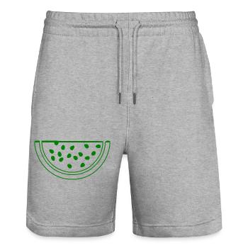 Wassermelone - Stanley/Stella Unisex Bio Joggingshorts Trainer  - Grau meliert - Vorne - Nik (191cm) & Marisol (170cm)
