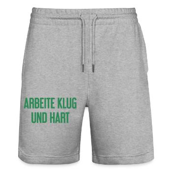 Work Smart And Hard – Success Motto For Doers - Stanley/Stella Trainer Unisex Organic Jogging Shorts - heather grey - Front - Nik (191cm) & Marisol (170cm)