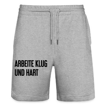 Work Smart And Hard – Success Motto For Doers - Stanley/Stella Trainer Unisex Organic Jogging Shorts - heather grey - Front - Nik (191cm) & Marisol (170cm)