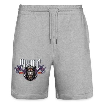VIKING, VICTORY OR VALHALLA! - Stanley/Stella Unisex Bio Joggingshorts Trainer  - Grau meliert - Vorne - Nik (191cm) & Marisol (170cm)