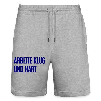 Work Smart And Hard – Success Motto For Doers - Stanley/Stella Trainer Unisex Organic Jogging Shorts - heather grey - Front - Nik (191cm) & Marisol (170cm)