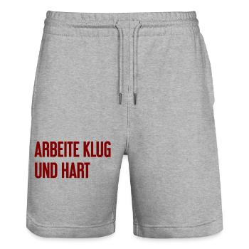 Work Smart And Hard – Success Motto For Doers - Stanley/Stella Trainer Unisex Organic Jogging Shorts - heather grey - Front - Nik (191cm) & Marisol (170cm)