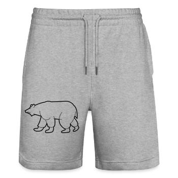 Drawing of a polar bear - Stanley/Stella Trainer Unisex Organic Jogging Shorts - heather grey - Front - Nik (191cm) & Marisol (170cm)