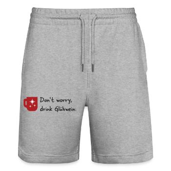 Don t worry drink Glüwein - Stanley/Stella Unisex Bio Joggingshorts Trainer  - Grau meliert - Vorne - Nik (191cm) & Marisol (170cm)