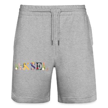 AKSELName mit Blumen geschmückt - Stanley/Stella Unisex Bio Joggingshorts Trainer  - Grau meliert - Vorne - Nik (191cm) & Marisol (170cm)