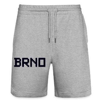BRNO Czech Republic - Stanley/Stella Trainer Unisex Organic Jogging Shorts - heather grey - Front - Nik (191cm) & Marisol (170cm)