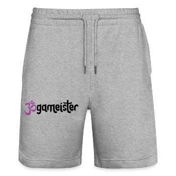 Jogameister - Typografisches OM (3-Farbig) - Stanley/Stella Unisex Bio Joggingshorts Trainer  - Grau meliert - Vorne - Nik (191cm) & Marisol (170cm)