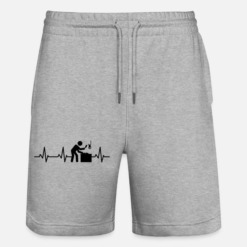 Fleischer Strichfigures Ligne de cœur - Short de jogging bio TRAINER Stanley/Stella unisexe - gris chiné