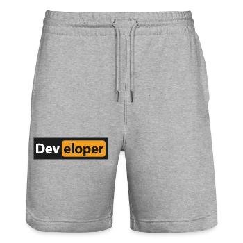 Icône de fleur abstraite aux couleurs pastel - Short de jogging bio TRAINER Stanley/Stella unisexe - gris chiné - Devant - Nik (191cm) & Marisol (170cm)