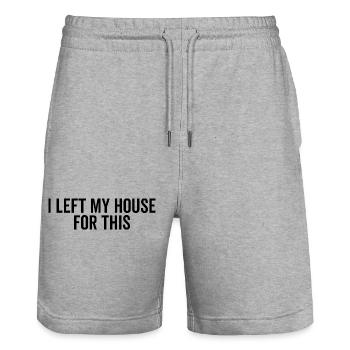 I Left My House For This - Stanley/Stella Trainer Unisex Organic Jogging Shorts - heather grey - Front - Nik (191cm) & Marisol (170cm)